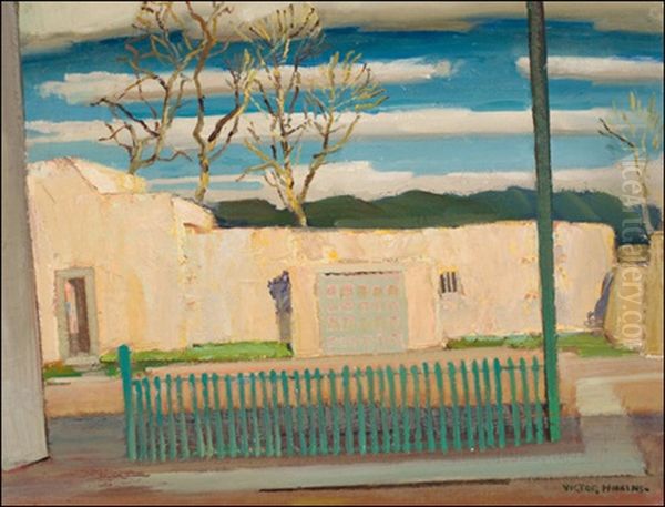 The Green Picket Fence Oil Painting by Victor William Higgins