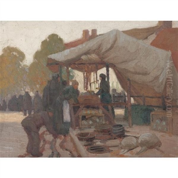 Market Place, France Oil Painting by Victor William Higgins