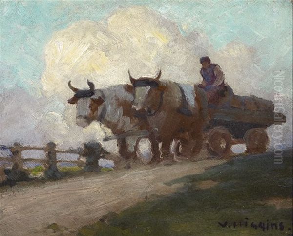 Ox And Cart Oil Painting by Victor William Higgins