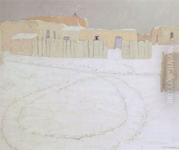 Taos In Winter Oil Painting by Victor William Higgins