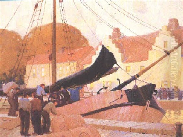 Harbor Scene Oil Painting by Victor William Higgins