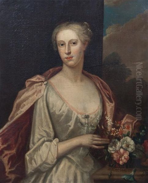 Portrait Of A Lady With Flowers Oil Painting by Joseph Highmore