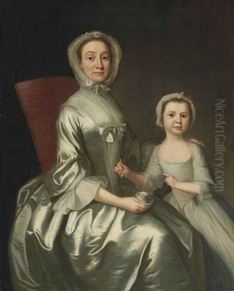 Portrait Of A Woman And Child, Three-quarter Length Oil Painting by Joseph Highmore