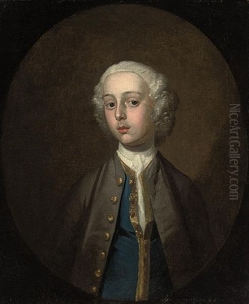 Portrait Of A Young Boy In A Brown Coat And Blue Waistcoat by Joseph Highmore