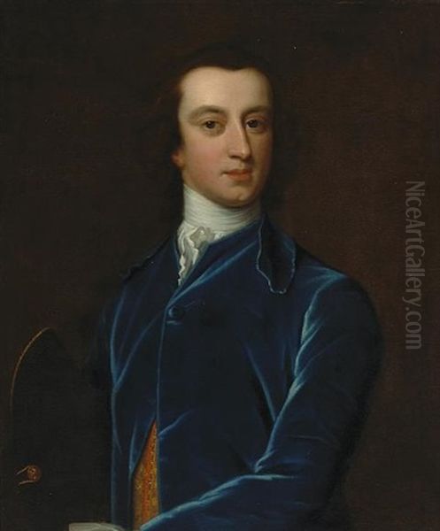 A Portrait Of A Gentleman, In A Blue Coat Oil Painting by Joseph Highmore