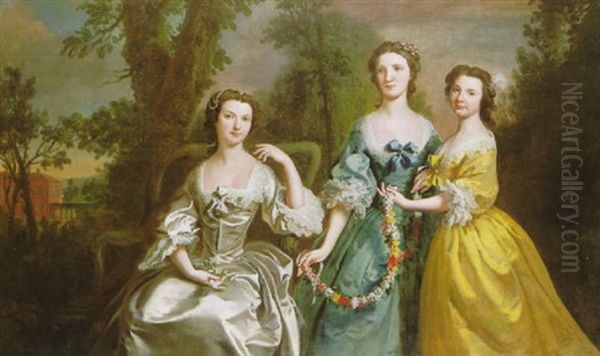 Portrait Of Martha, Elizabeth And Mary Kenrick Oil Painting by Joseph Highmore