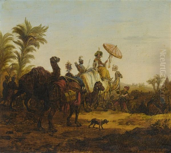 Caravan In The Desert by Jean-Baptiste Hilaire