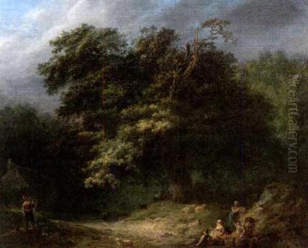 Landschaft Mit Schaferszene Oil Painting by Jean-Baptiste Hilaire