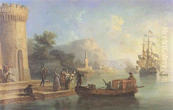 L'embarcadere Oil Painting by Jean-Baptiste Hilaire