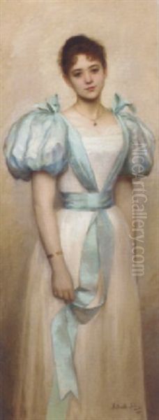 An Elegant Young Girl Oil Painting by Irene Hilberth