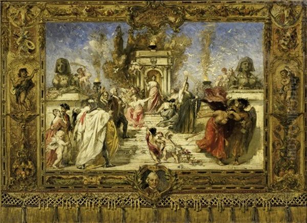 Allegorische Darstellung Des Siegreichen Fursten (design For Mural) Oil Painting by Ernst Hildebrand