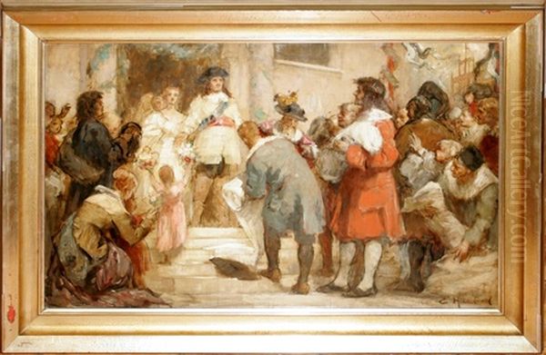 Courtier Scene Oil Painting by Ernst Hildebrand