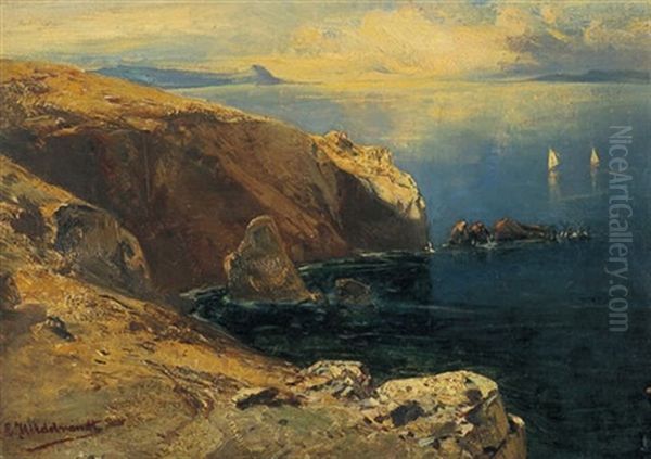 Blick Von Capri Uber Das Tyrrhenische Meer Oil Painting by Eduard Hildebrandt