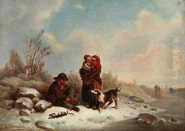 Vor Dem Eisvergnugen Oil Painting by Eduard Hildebrandt