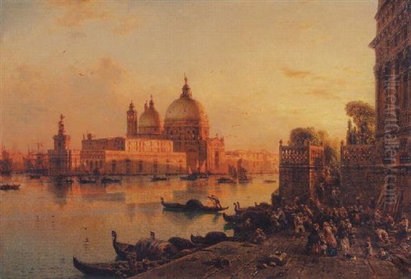 Blick Auf Santa Maria Della Salute In Venedig Oil Painting by Eduard Hildebrandt