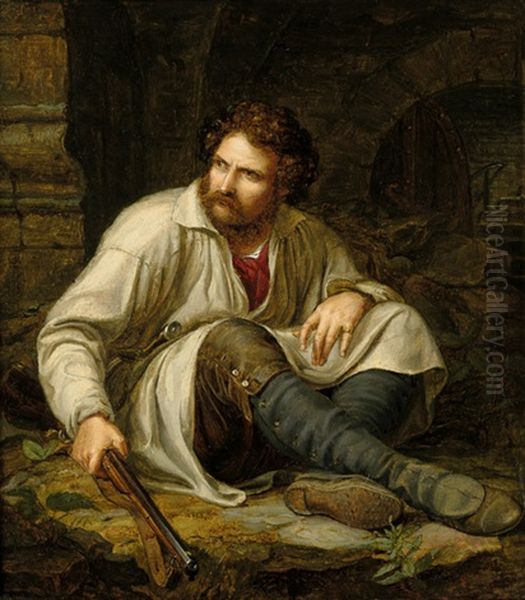 Der Wildschutz Oil Painting by Ferdinand-Theodor Hildebrandt