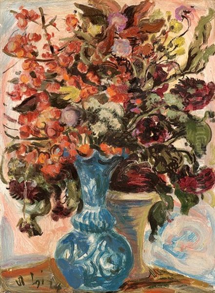 Blumenstillleben Oil Painting by Adolf Hildenbrand