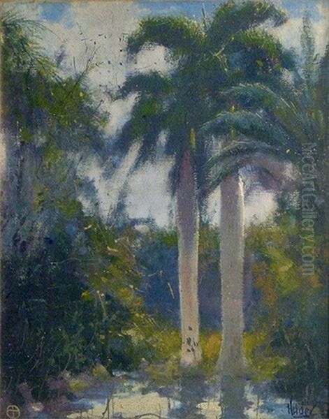 Royal Palms Oil Painting by George Howard Hilder