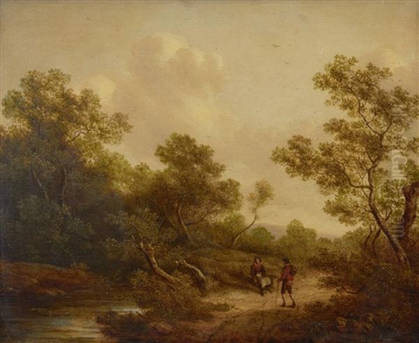 Landscape With Peasants Oil Painting by Richard H. Hilder