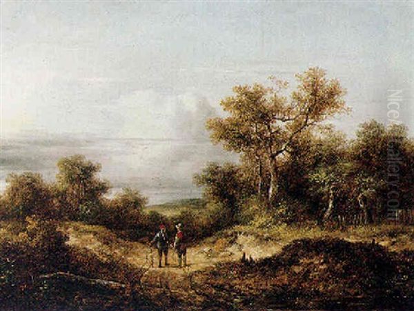 Landscape With Rustics Oil Painting by Richard H. Hilder