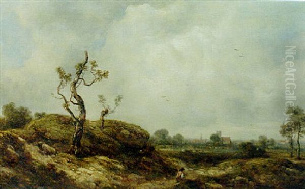 Landscape With A View Of A Church Oil Painting by Richard H. Hilder