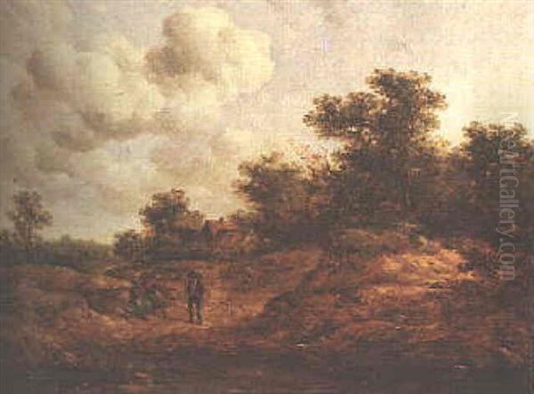 Figures Resting By A Path Near Sevenoaks Oil Painting by Richard H. Hilder