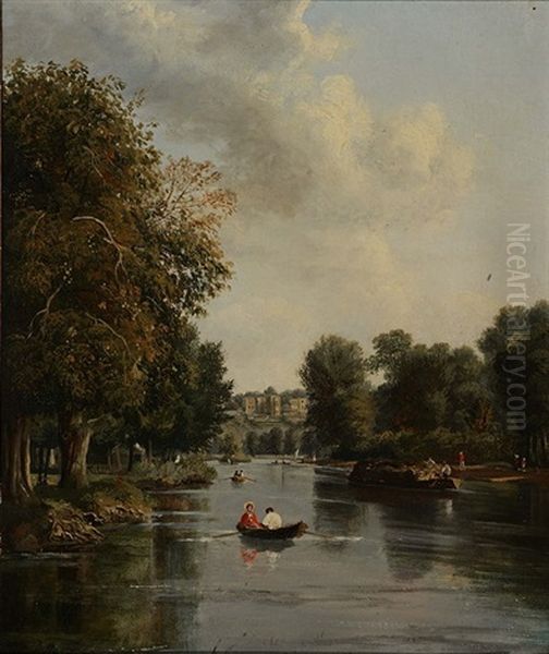 A View Of The Thames At Petersham Oil Painting by George Hilditch