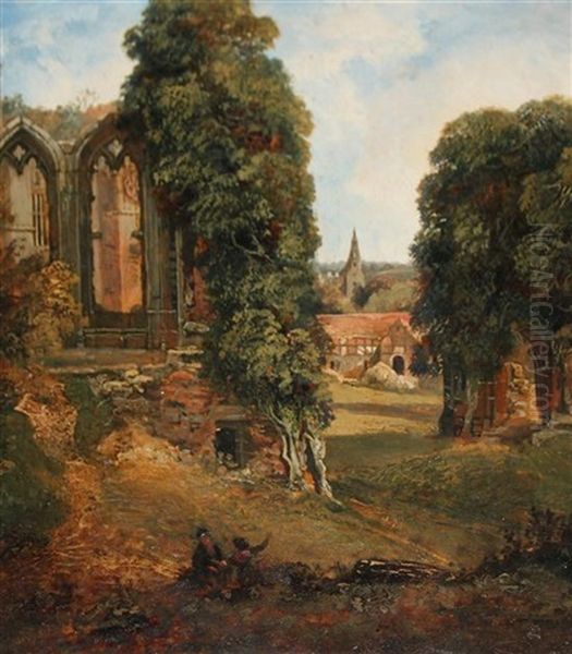 The Oriel Window, And Kenilworth Church From The Upper End Of The Great Hall Oil Painting by George Hilditch