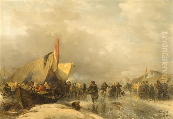 Wintervergnugen Auf Dem Eis Oil Painting by Carl Hilgers