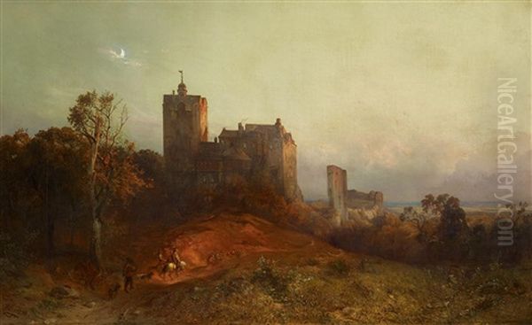 Burg Falkenstein In Der Abendsonne Oil Painting by Carl Hilgers