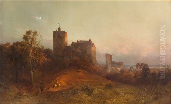 Burg Falkenstein In Der Abendsonne Oil Painting by Carl Hilgers