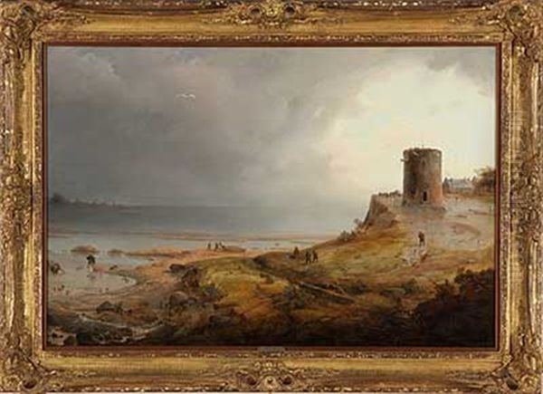 Hollandische Kuste Bei Abziehendem Gewitter Oil Painting by Carl Hilgers