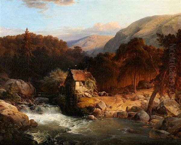 Alte Wassermuhle Im Gebirge Oil Painting by Carl Hilgers