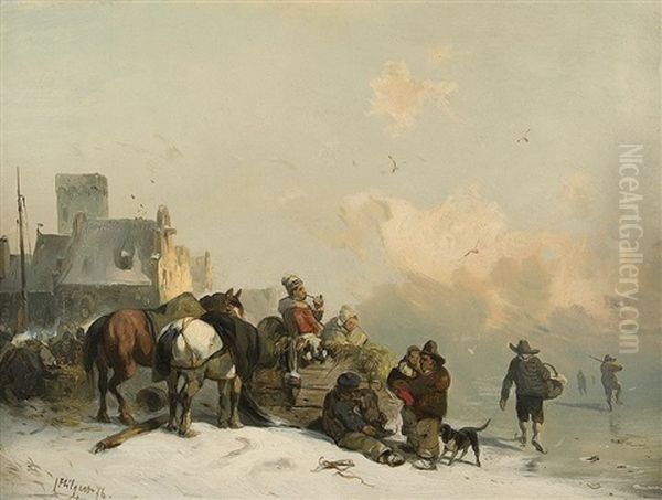 Winter In Holland Oil Painting by Carl Hilgers