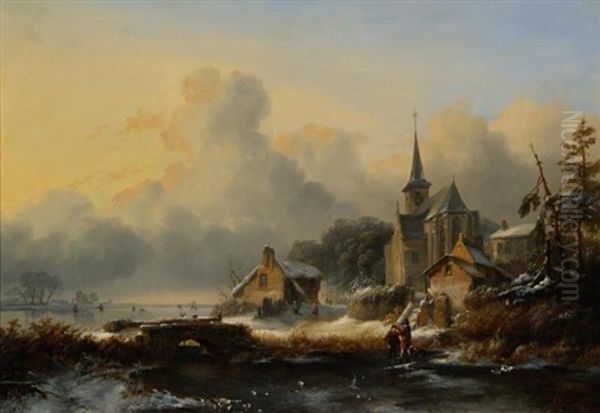 Winterlandschap Oil Painting by Carl Hilgers