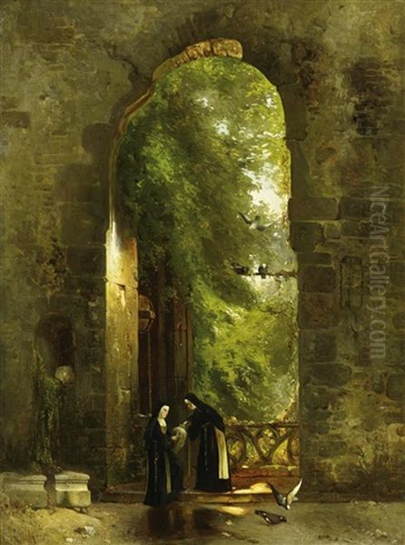 Im Klosterhof Oil Painting by Carl Hilgers