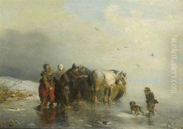 Bauern Auf Dem Eis Oil Painting by Carl Hilgers