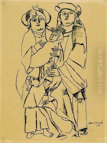 Familie Oil Painting by Heinrich Barcinski