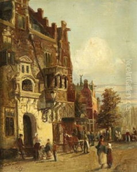 Hollandische Strasenszene Oil Painting by Carl Hilgers