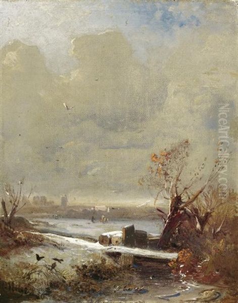 Wintermorgen Oil Painting by Carl Hilgers