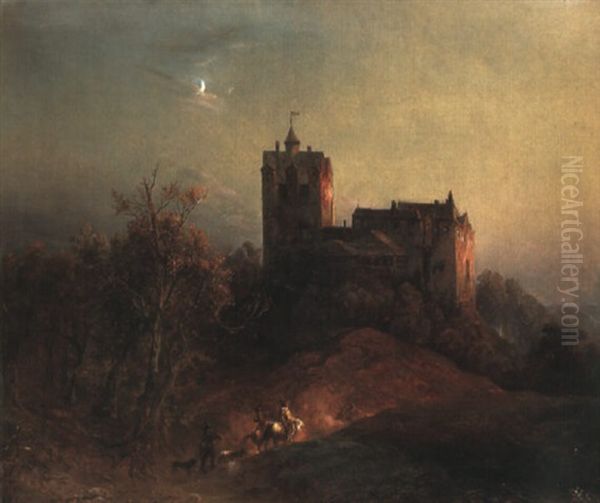 Burg Falkenstein Im Letzten Abendrot Oil Painting by Carl Hilgers