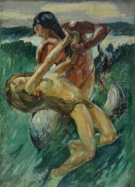 Agnete And The Merman Oil Painting by Knud Ove Hilkier