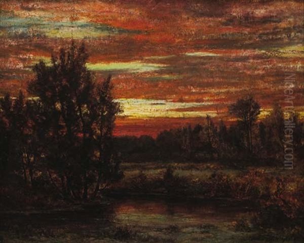 Winter Sunset, East Hampton Oil Painting by Arthur Turnbull Hill