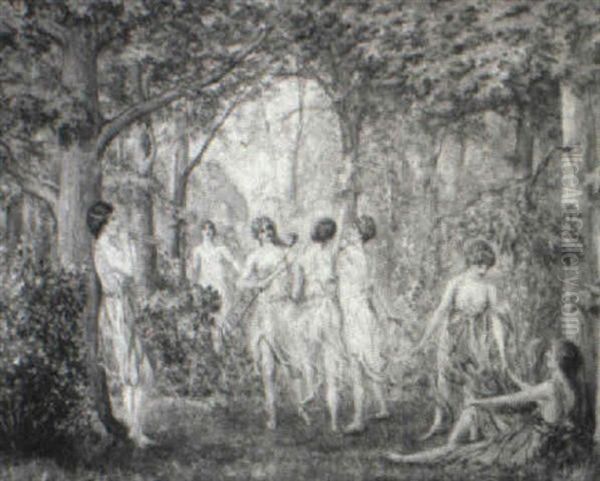 Diana And Nymphs Dancing Oil Painting by Arthur Turnbull Hill