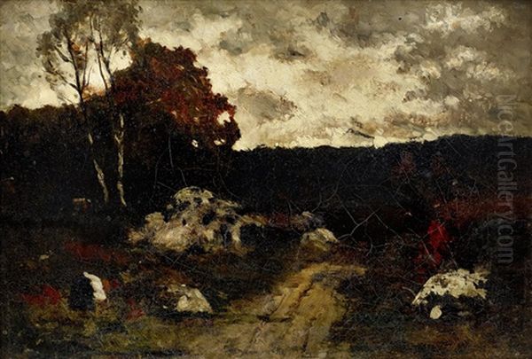 Landskap, Barbizon Oil Painting by Carl Fredrik Hill