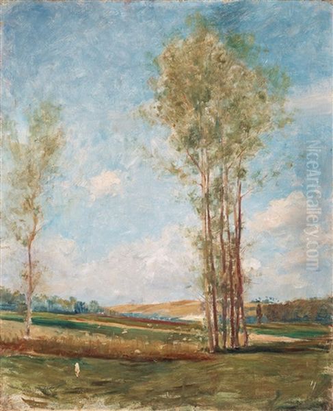 Fransk Landskapsstudie Oil Painting by Carl Fredrik Hill