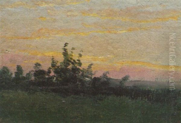 Landskap I Solnedgang Oil Painting by Carl Fredrik Hill