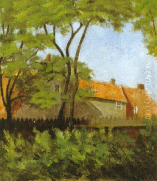 Granngarden Vid Magle St. Kyrkogata I Lund Oil Painting by Carl Fredrik Hill