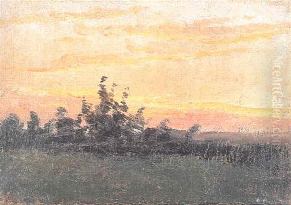 Landskap I Solnedgang Oil Painting by Carl Fredrik Hill