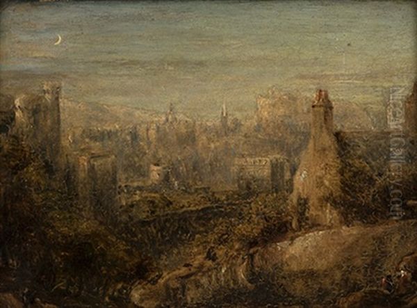 Edinburgh From Calton Hill Oil Painting by David Octavius Hill